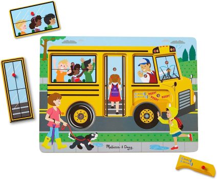 Melissa & Doug The Wheels on the Bus Sound Puzzle, School Bus