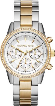 Michael Kors Women’s Ritz Stainless Steel Watch w/Crystal Topring