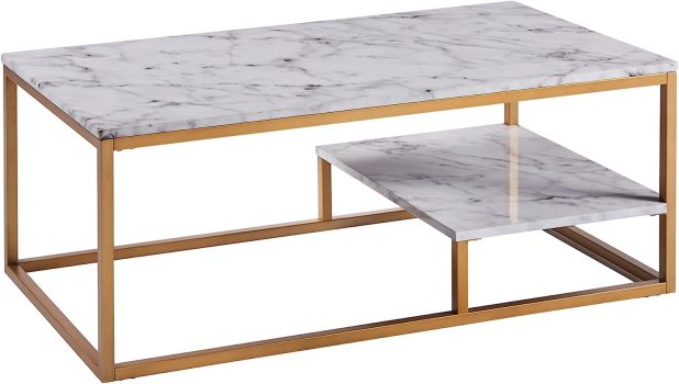 Teamson Home Marmo Faux Marble Modern Coffee End Table