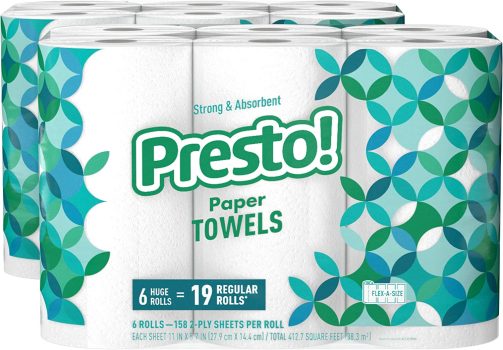 12-Count Presto Flex-a-Size Paper Towels, 158 Sheet Huge Roll