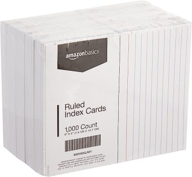 Amazon Basics Ruled Lined Index Cards, 3 in x 5 in, 1000-Count