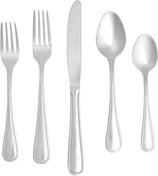 Amazon Basics 20-Piece Stainless Steel Crown Flatware Set Service for 4