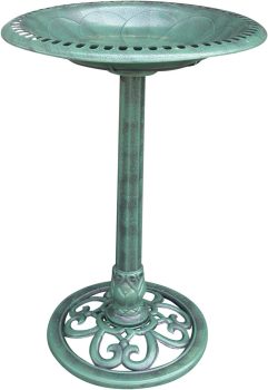Alpine Corporation 28-inch Tall Outdoor Birdbath w/Scrollwork