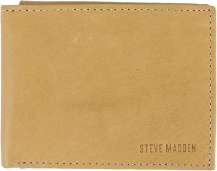 Steve Madden Mens Leather RFID Wallet Attached Flip Pocket