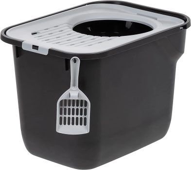 IRIS USA Square Top Entry Cat Litter Box with Scoop