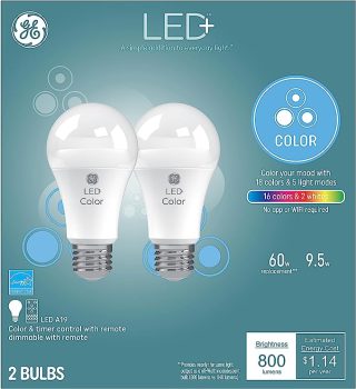 2Pk GE Lighting LED+ Color Changing LED Light Bulbs w/Remote
