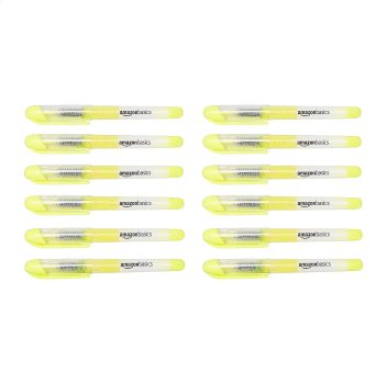 12-Pack Amazon Basics Liquid Ink Highlighters Chisel Tip Yellow