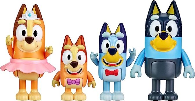 4-Pack Bluey The Show Bingo, Chilli & Bandit 2.5-3 in Figures