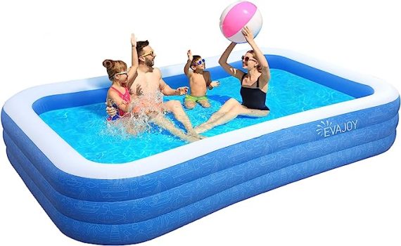 Evajoy 118 x 72 x 20in Inflatable Above Ground Kiddie Pool, Large