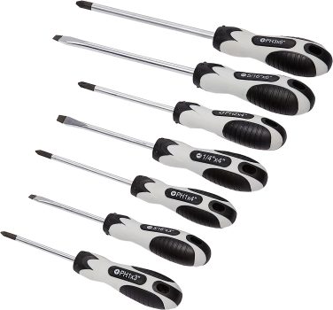 Amazon Basics 7-Pc Magnetic Tip Screwdriver Set, Slotted and Phillips
