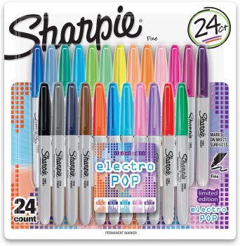 24-Count Sharpie Electro Pop Permanent Markers Fine Point