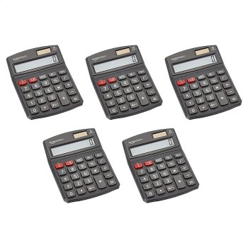 5-Pack Amazon Basics LCD 8-Digit Desktop Calculator