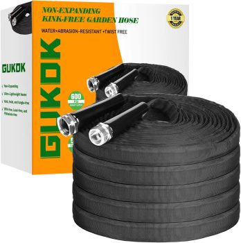 GUKOK Non-Expanding Garden Hose 50-Feet x 5/8-Inch