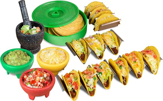 Taco Tuesday Complete Taco Serving Set w/Tortilla Warmer 9-Piece Set