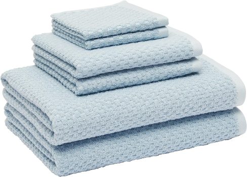 Amazon Basics Odor Resistant Textured Bath Towel Set 6-Pieces
