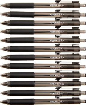 12-Pack Amazon Basics Retractable Comfort Grip Ballpoint Pens