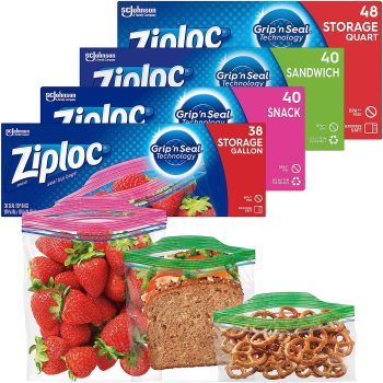 166CT Ziploc Food Storage and Sandwich Bags Variety Pack