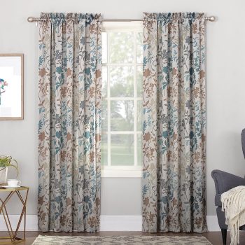 Sun Zero Kara Floral Print Energy Efficient Curtain Panel 54×84-in