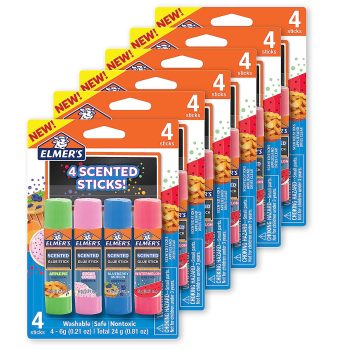 Elmer’s Scented Clear Glue Sticks, Assorted Scents, 24-Count