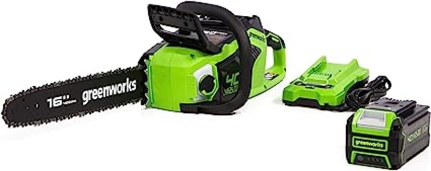 Greenworks 40V 16-in Brushless Cordless Chainsaw, Gen 2 w/Battery