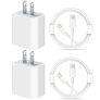 2PK Novobit 20W PD USB C Wall Charger + 2PK Lightning Cable