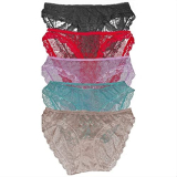 5Pk Sexy Basics Womens Soft & Stretchy Lace Bikini Panties