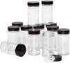 12-Pk Kamenstein Reusable Clear Glass Empty Jars w/Black Cap, 3-Oz