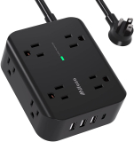 Mifaso Power Strip Surge Protector w/ 8 Wide Outlets, 4 USB Ports