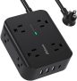 Mifaso Power Strip Surge Protector w/ 8 Wide Outlets, 4 USB Ports
