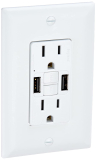 Legrand Radiant 15A Tamper-Resistant Type-A/A USB GFCI Outlet