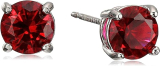 Amazon Essentials Sterling Silver Created Round Cut Earrings