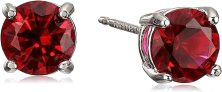 Amazon Essentials Sterling Silver Created Round Cut Earrings