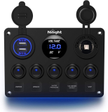 Nilight 90101E Multi-Functional 5 Gang Switch Panel