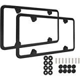Amazon.com: NYLATA Matte Black Stainless Steel License Plate Frames for $8.99( was $27.61 )
