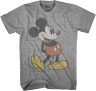 Disney Mens Giant Mickey Mouse Gray Graphic T-Shirt