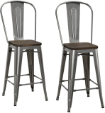 DHP Luxor Counter Stool with Wood Seat and Backrest 24-inch