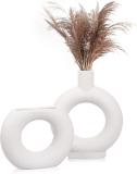 LIBWYS White Ceramic Vase Set of 2