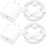 2-Pk Mailesi 20W Type C Fast Charger Block w/6FT Lightning Cable