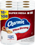 Charmin Ultra Strong Toilet Paper, 18 Super Mega Rolls