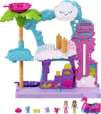Polly Pocket Pollyville Flamingo Fun Car Wash Playset w/2 Micro Dolls