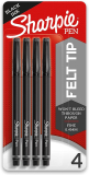 Sharpie Felt Tip Pens, Fine Point 0.4mm, 4-Count