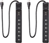 2-Pk Amazon Basics 6-Outlet Surge Protector Power Strip 2ft Cord
