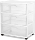 Sterilite 29308001 Wide 3 Drawer Cart