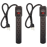 Amazon.com: 2-Pk Amazon Basics 6-Outlet Surge Protector Power Strip 2ft Cord for $9.56( was  )