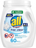 Amazon:  60-Count All Mighty Pacs Laundry Detergent Free Clear For $8.72 (Was $15.99) + Free Shipping