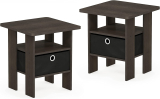 2 Furinno Andrey End Table Nightstand w/Bin Drawer