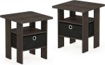 2 Furinno Andrey End Table Nightstand w/Bin Drawer
