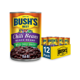 12-Pack BUSH’S BEST Canned Black Beans in a Mild Chili Sauce 15.5oz