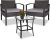 Whubefy Rattan Wicker Bistro Set Table & 2 Chair w/Cushion