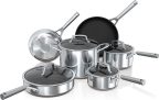 Ninja C69500 Foodi NeverStick Stainless Steel 10-Piece Cookware Set